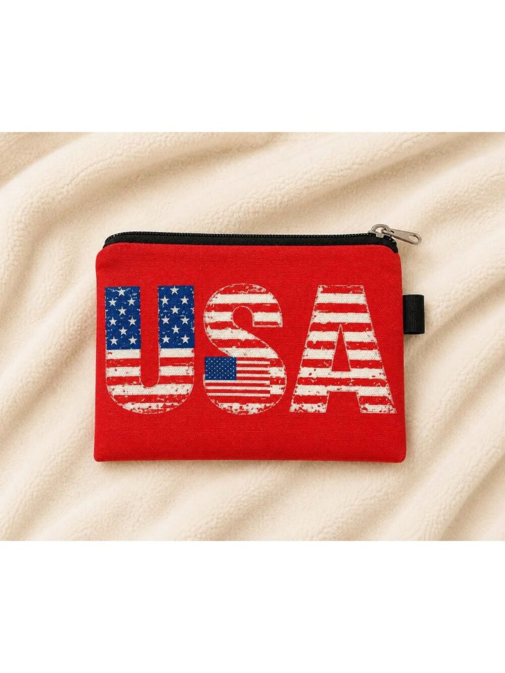 USA Patriotic Coin Purse Zip Pouch